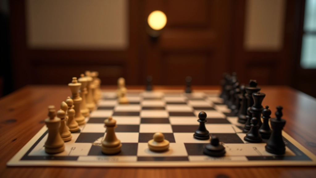 Vintage board games and chess pieces displayed on a professional tournament table setup