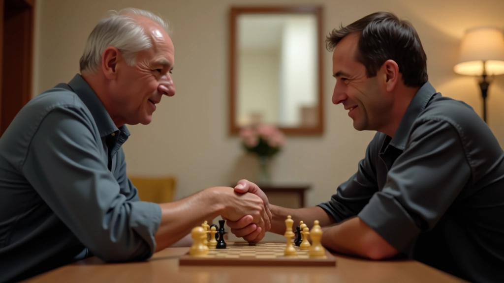 Chess players shaking hands after a match